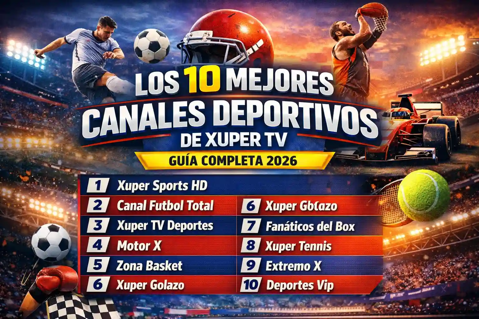 Los 10 mejores canales deportivos de Xuper TV: guía completa 2026